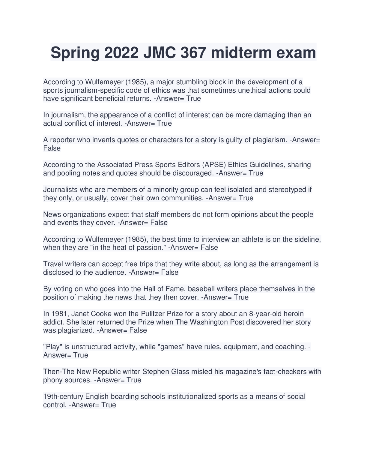 Preview image of Spring 2022 JMC 367 midterm exam document